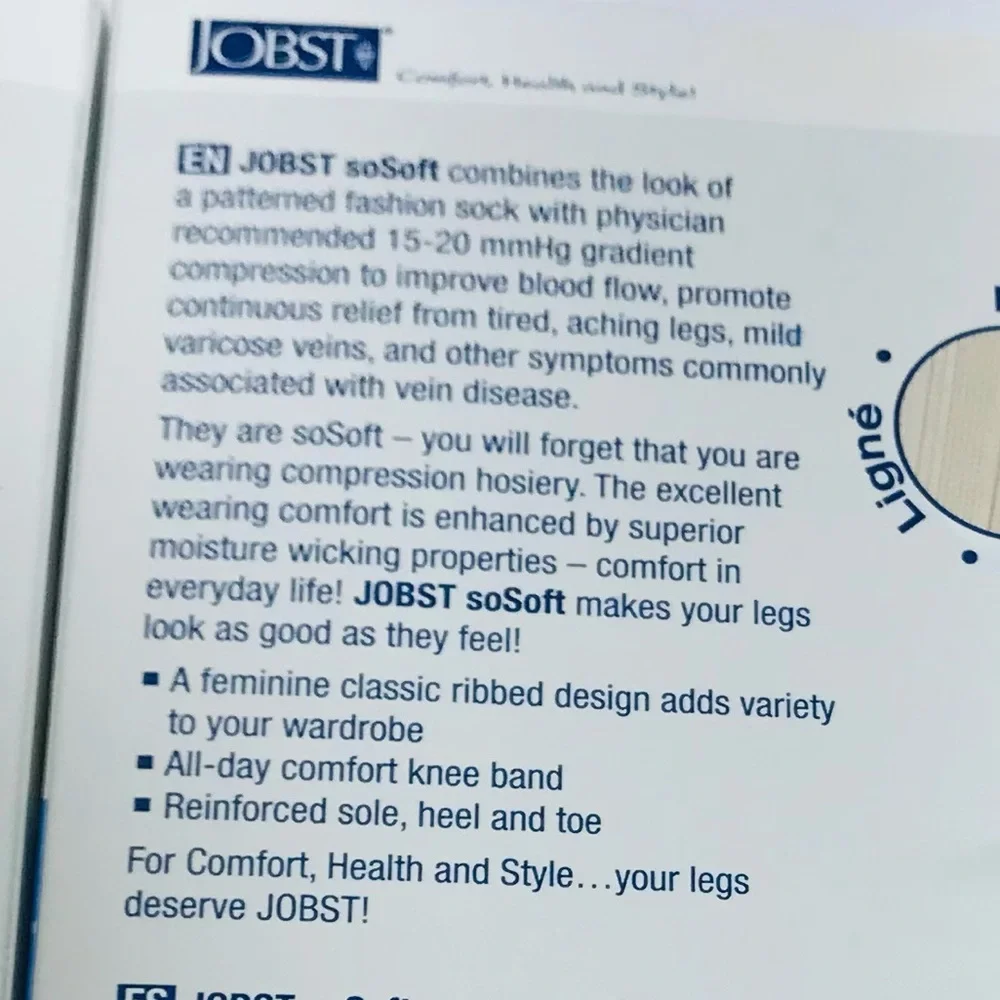Jobst 2 Pair SoSoft White 15-20 mmHg XL Knee High Compression Socks NWT